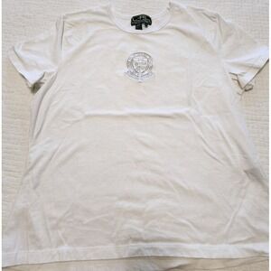 Ralph Lauren Active Women's XL T-Shirt w/ Crest Short Sleeve White